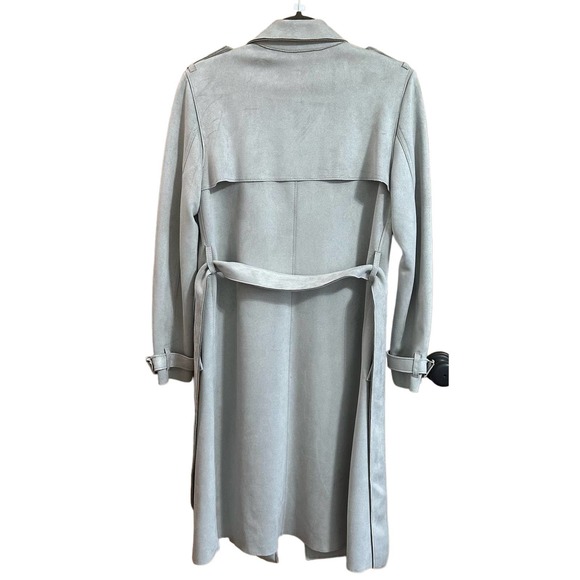 NWOT, T Tahari Women’s Taupe Faux Suede Size Small Long Coat - Picture 8 of 16